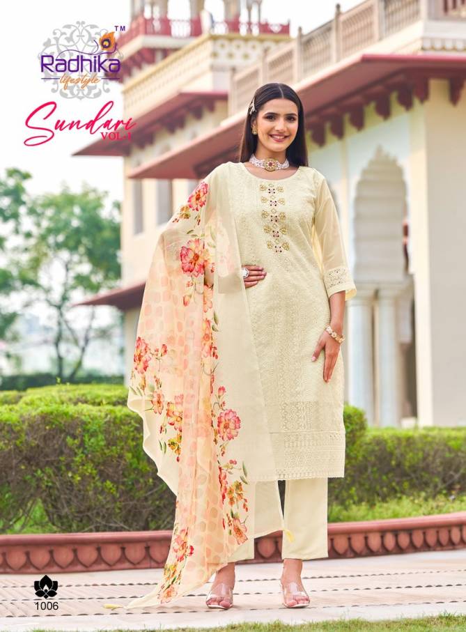 Sundari Vol 1 By Radhika Organza Kurti With Bottom Dupatta Wholesale Price In Surat
